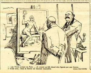 Uppriktig, satirisk i svartvitt av Jules Abel Faivre