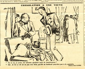 Uppriktig, satirisk i svartvitt av Jules Abel Faivre
