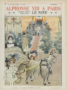 Besök av Spaniens kung Alfonso XIII i Paris. Illustration för Le Rire