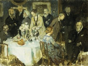 Figurer i en interiör (olja på duk) av Jules Alexandre Gruen or Grun