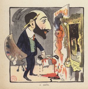 Självporträtt av den franske målaren och illustratören Jean-Alexandre Grun (litho i färg) av Jules Alexandre Gruen or Grun