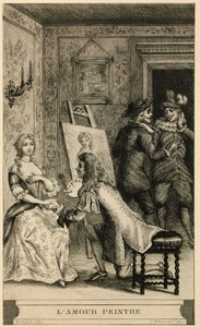 Scen av kärlek målare av Jules Armand Hanriot