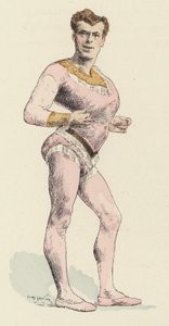 Cirkusstark man, med uttalad bröstkorg (färg litho)