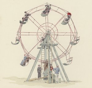 Fairground hjul (färg litho) av Jules Arsene (after) Garnier