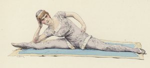 Kvinnlig gymnast gör splittringarna (färg litho)