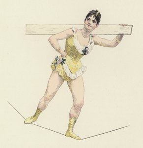 High-wire artiste (färg litho) av Jules Arsene (after) Garnier