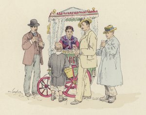 Lemonadförsäljare på mässan (färg litho) av Jules Arsene (after) Garnier