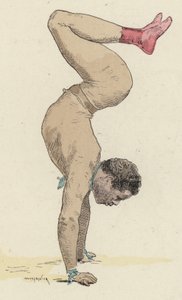 Cirkusgymnast gör handstående