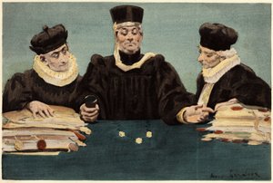 Justice Bridoye gör rättvisa genom att lansera några. Pantagruel. Illustration av Jules Garnier. I "Rabelais et l