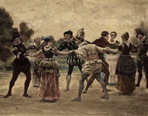 Män och kvinnor spelar furon. Gargantua. Illustration av Jules Garnier. I "Rabelais et l