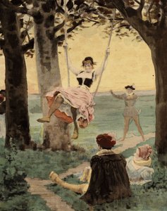 Män och kvinnor spelar brandell. Gargantua. Illustration av Jules Garnier. I "Rabelais et l