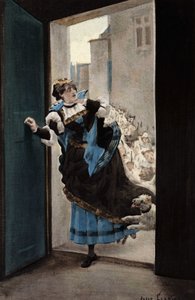 Kvinnan som Panurge är förälskad i går hem jagad av hundar. Pantagruel. Illustration av Jules Garnier. I "Rabelais et l