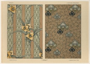 Blommor, tavla 34 från "Fantaisies decoratives", graverad av Gillot, utgiven av Jules Rouam, Librairie de l
