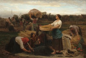 Colza skördar raps, 1860. av Jules Breton