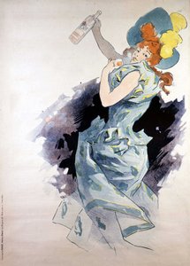 Reklamaffisch för Dubonnet, kvinna med en flaska, av Jules Cheret av Jules Cheret
