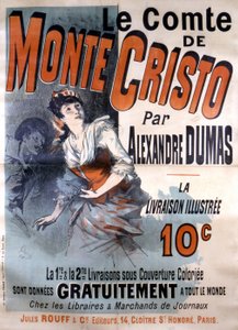 Annonsaffisch för försäljning av romanen "Le Comte de Monte-Cristo" av Alexandre Dumas, redigerad av Jules Rouff, illustrerad av Jules Cheret av Jules Cheret