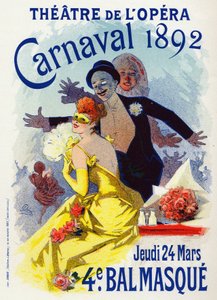 Konst. Underhållning. Maskeradbal på Operan i Paris. Affisch av Jules Cheret, Frankrike, april 1892 (affisch)