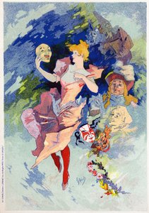 Konst. Underhållning. Komedin. Allegori av Jules Cheret, Frankrike, ca 1890 (affisch) av Jules Cheret