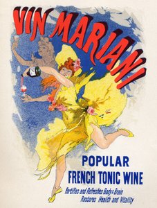 Mat och dryck. Mariani French Tonic Wine (första kokavinet). Affisch av Jules Cheret (1836-1932), Frankrike av Jules Cheret