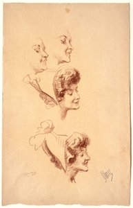 Vier Studien eines Frauenkopfes av Jules Cheret