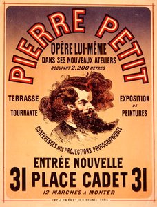 Affisch som annonserar Pierre Petits nya studior av Jules Cheret