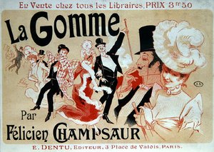 Affisch med reklam för romanen "La Gomme" av Felicien Champsaur, ca 1890 (färg litho) av Jules Cheret