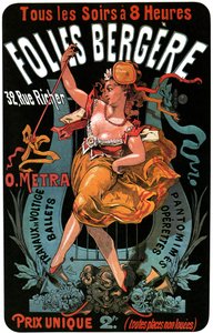 Affisch för Folies-Bergere 1874 av Jules Cheret (1836-1932) - aerobatic works, balletter, pantomimer, operetter, dans, dansare, music hall (music hall), gay Paris, Paris by night - av Jules Cheret