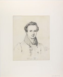 Porträtt av Victor Hugo 1802-1885, 1830. av Jules Claude Ziegler