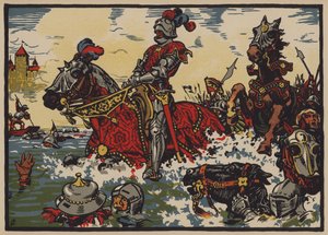 Schweizarnas seger över burgunderna i slaget vid Morat, 22 juni 1476 (färg litho)
