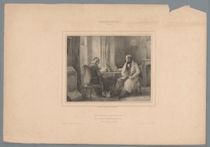 Filantrop pratar med en präst Filantropi (50 ans) (titel på objekt) Dygder och laster (serietitel) Vice et Vertu, album moral (...) (serietitel) av Jules  David