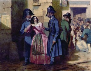 Gripande av en prostituerad av polisen, ca 1835