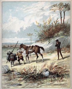 Don Quijote och Sancho Panza - Illustration av Jules David (1808Ð1892) från Histoire de Don Quixote (Don Quijote) - 1887 - av Miguel de Cervantes Saavedra (1547-1616) -