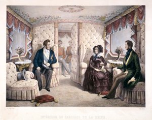 Kung Louis Philippe, drottning Victoria och prins Albert i den kungliga vagnen, 1846. av Jules David