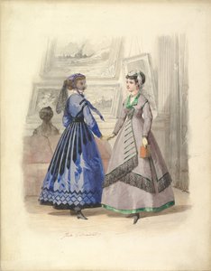 Två kvinnor i ett konstgalleri, 1868. av Jules David