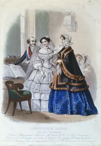 Bröllopsklänning, modetallrik från Le Moniteur de la Mode, 1854 av Jules David