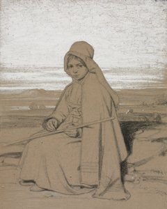 En sittande herdinna av Jules Dupré