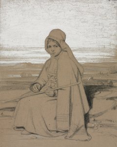 En sittande herdinna, 1800-talet. av Jules Dupré