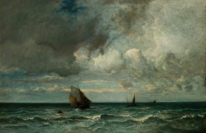Barks flyr före stormen, 187075. av Jules Dupré