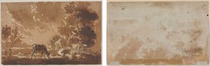 Landskap med boskap (recto) Boskap (verso) av Jules Dupré