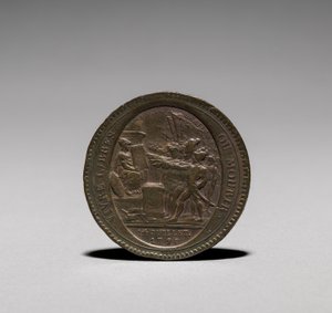 Medalj: Fem solar utgivna av Monneron Brothers, Paris, 1792 på framsidan. av Jules Dupré