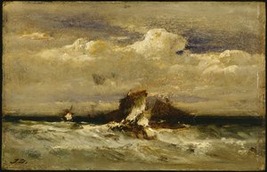 Seascape, ca 1868-81 (olja på kommersiellt vaggad panel) av Jules Dupré