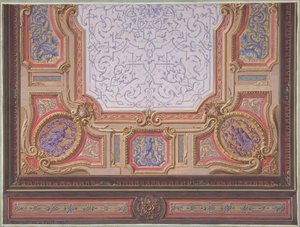 Design för taket av Grand Salon, Hôtel Hope, 1867. Skapare: Jules-Edmond-Charles Lachaise, Eugène-Pierre Gourdet.