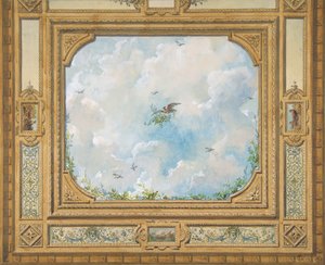 Design för ett tak dekorerat med moln och fåglar, 1830-97. Skapare: Jules-Edmond-Charles Lachaise, Eugène-Pierre Gourdet.