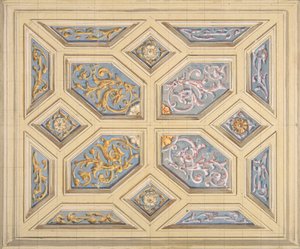Design för ett inkapslat tak dekorerat med rinceaux, 1840-97. Skapare: Jules-Edmond-Charles Lachaise, Eugène-Pierre Gourdet.