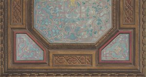 Design för målad utsmyckning av ett kassartak med monogram: H, 1830-97. Skapare: Jules-Edmond-Charles Lachaise, Eugène-Pierre Gourdet. av Jules Edmond Charles Lachaise and Eugène Pierre Gourdet