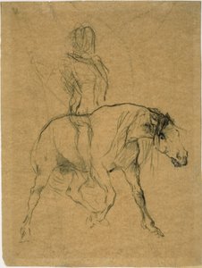 Studie av en häst och ryttare av Jules Elie Delaunay