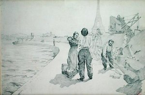 Utsikt över Seines stränder, Paris av Jules Ernest Renoux