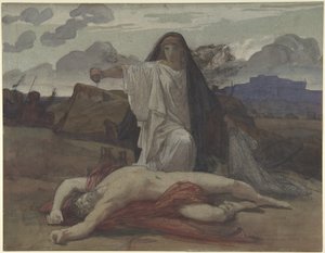 Antigone ger en symbolisk begravning till sin bror Polynices kropp