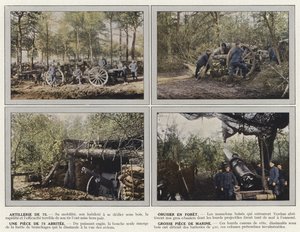 Artilleri av 75, haubits i skogen, ett stycke av 75 skyddat, stort marinstycke av Jules Gervais Courtellemont