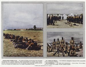 Senegalesiska Tirailleurs, vid Camp de Frejus, Les Faisceaux